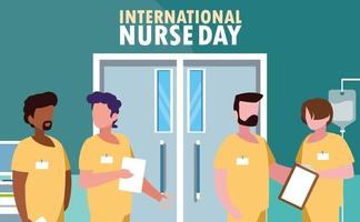 international nurse day with group of professionals vector