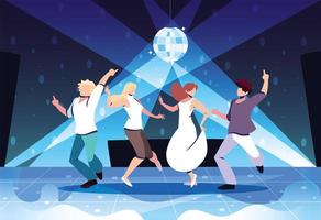 group of people dancing in nightclub, party, dancing club, music and nightlife vector