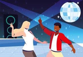 pareja de personas bailando en discoteca, fiesta, club de baile, música y vida nocturna vector