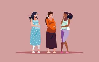 pregnant group of women avatar character vector