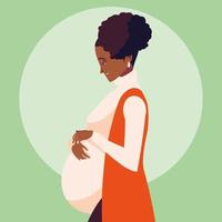 pregnant afro woman avatar character vector