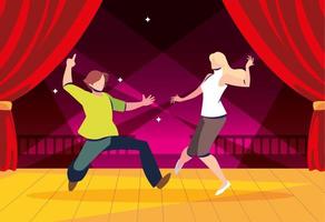 couple of people on the dance floor, party, dancing club, music and nightlife vector