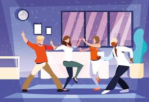 group of people dancing in home , party, music and nightlife vector