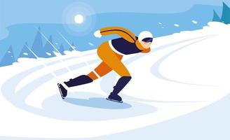 young man ice skating , winter sport vector