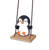 Happy penguin  on a swing  enjoying vector