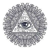 All Seeing Eye in Triangle and Mandal vector