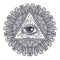 All Seeing Eye in Triangle and Mandal vector