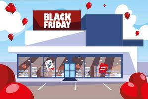 black friday promotional sale shopping banner with products and discount vector