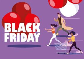 group of people with black friday label vector