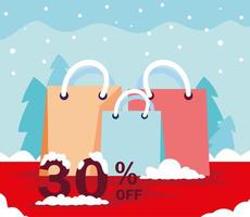 promociones y descuentos de navidad, rebajas de invierno vector