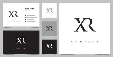 Initial XR logo and business card vector