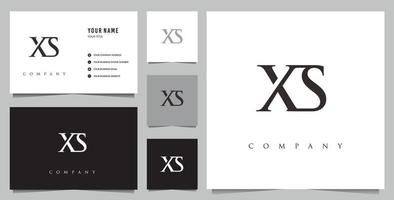 logotipo de xs inicial y tarjeta de visita vector