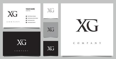 logotipo de xg inicial y tarjeta de visita vector