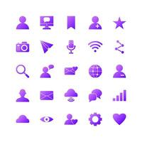 Social Media icon set vector gradient for website, mobile app, presentation, social media. Suitable for user interface and user experience.