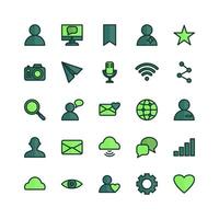 Social Media icon set vector flat line for website, mobile app, presentation, social media. Suitable for user interface and user experience.