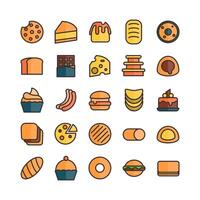 Cake And Bread icon set vector flat line for website, mobile app, presentation, social media. Suitable for user interface and user experience.