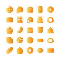 Cake And Bread icon set vector gradient for website, mobile app, presentation, social media. Suitable for user interface and user experience.