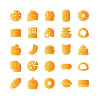 Cake And Bread icon set vector gradient for website, mobile app, presentation, social media. Suitable for user interface and user experience.