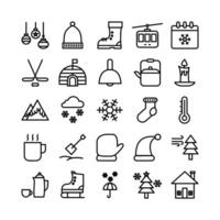 Winter icon set vector line for website, mobile app, presentation, social media. Suitable for user interface and user experience.