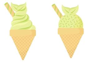 Green tea ice cream illustration vector