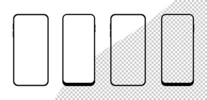 teléfono inteligente sin marco de moda realista con pantalla en blanco en blanco. vector