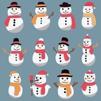 doodle freehand sketch drawing of a snowman collection. vector