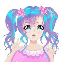 Beautiful girl with blue hair. vector