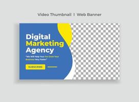 Video Thumbnail and Digital Business Marketing Social Media Banner Template. Corporate Digital Marketing Web Banner Template. Online marketing video cover for Business vector