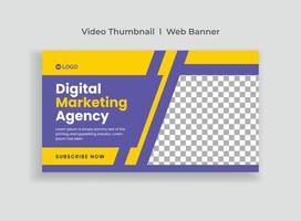 Video Thumbnail and Digital Business Marketing Social Media Banner Template. Corporate Digital Marketing Web Banner Template. Online marketing video cover for Business vector