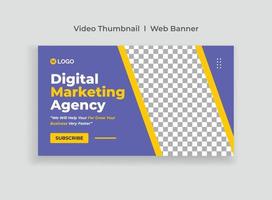 Video Thumbnail and Digital Business Marketing Social Media Banner Template. Corporate Digital Marketing Web Banner Template. Online marketing video cover for Business vector