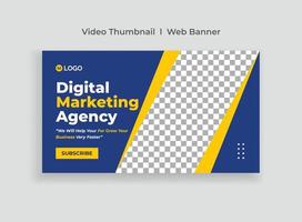 Video Thumbnail and Digital Business Marketing Social Media Banner Template. Corporate Digital Marketing Web Banner Template. Online marketing video cover for Business vector