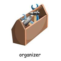 Vector image of an organizer for work tools. Cartoon style. EPS 10