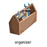 Vector image of an organizer for work tools. Cartoon style. EPS 10