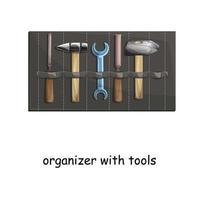 Vector image of an organizer for work tools. Cartoon style. EPS 10