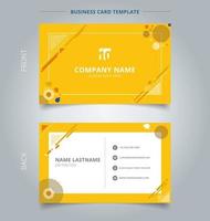 Creative business card and name card template geometric composition forms modern background with decorative triangles, circle, circles, rounded, lines and patterns yellow color. vector