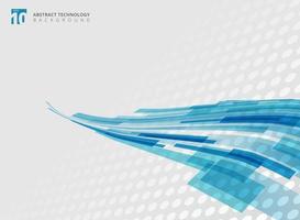 Abstract technology curve overlapped geometric squares shape blue colour perspective with halftone background with copy space. Vector graphic illustration