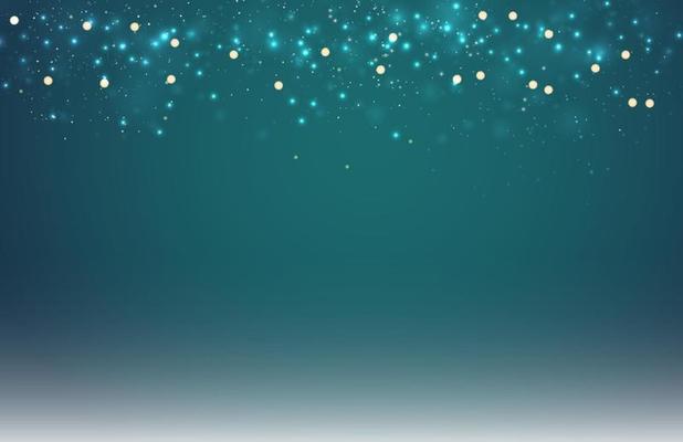 Abstract dark blue blurred background with bokeh and gold glitter header.