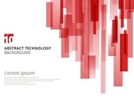 Abstract technology vertical overlapped geometric squares shape red colour on white background with copy space. vector