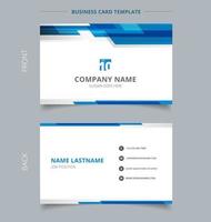 Creative business card and name card template technology geometric blue color shiny motion background. vector