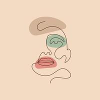 cara de mujer línea continua dibujo a mano arte minimalista vector