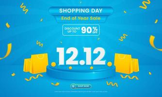 12.12 sale, end of year shopping day banner or background template vector