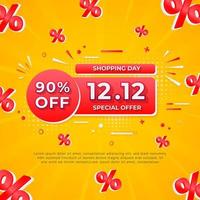 1212 shopping day sale square banner or background template vector