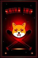 Tarjeta de moneda criptográfica shiba inu shib con fondo rojo y negro vector