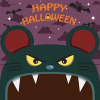 Halloween Character Design. With Mouse  Character. Big Face and Open Mouth. In Gravefield vector