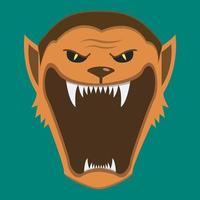 Big Wolf Man Character Head  and Open mouth , Vector and Illustration.