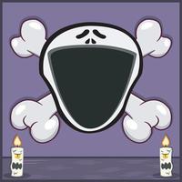 Halloween Character Design With Scream Head. On Skull and Candles vector