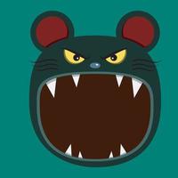 Big Mouse Character Head  and Open mouth , Vector and Illustration.