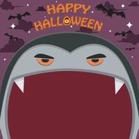 Halloween Character Design. With Dracula Character. Big Face and Open Mouth. In Gravefield vector