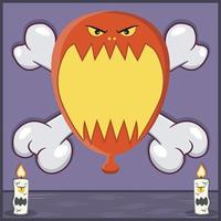 Halloween Character Design With  Balloon. On Skull and Candles vector