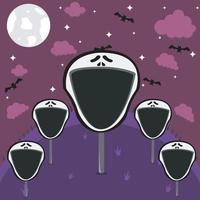 Scream Character in Field and On Night. Vector And Illustration